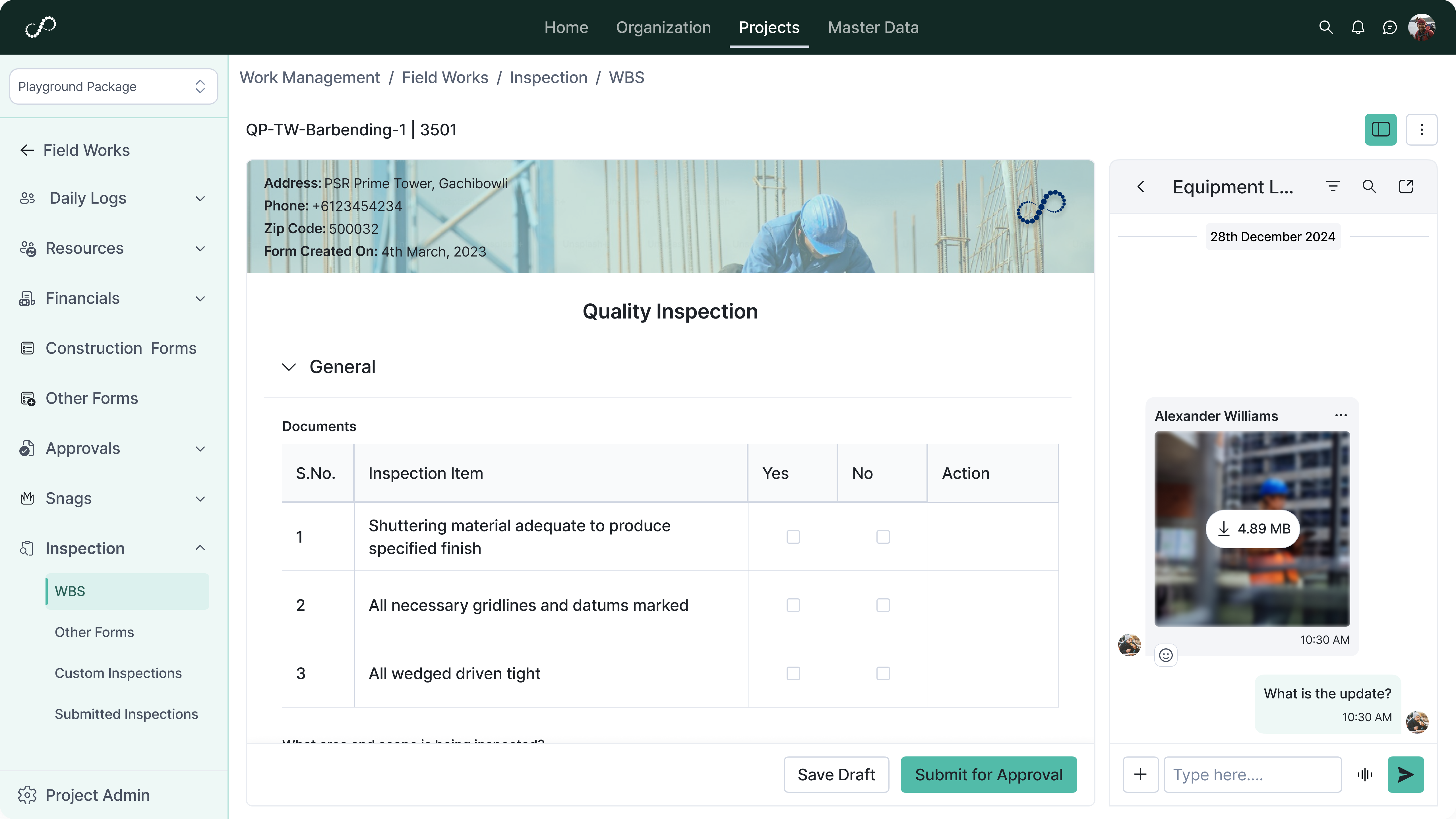 Inspection Form Management