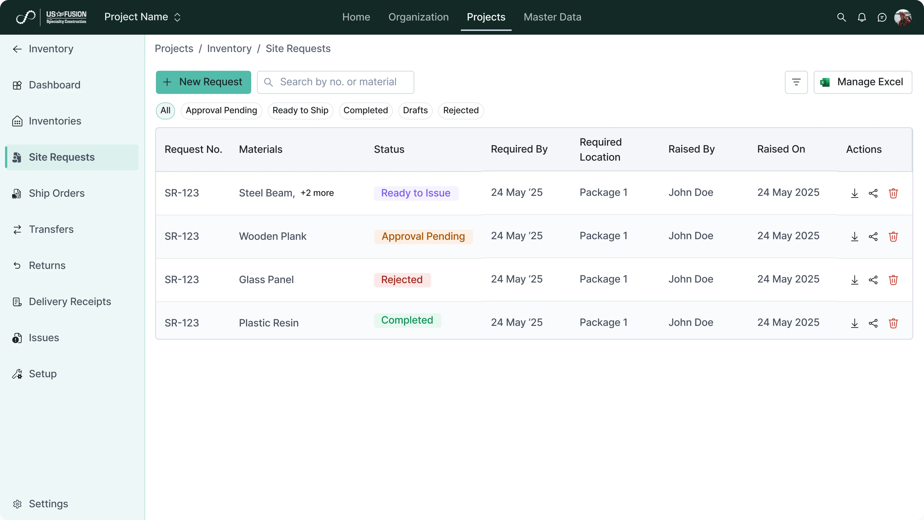 Material Receipt Management