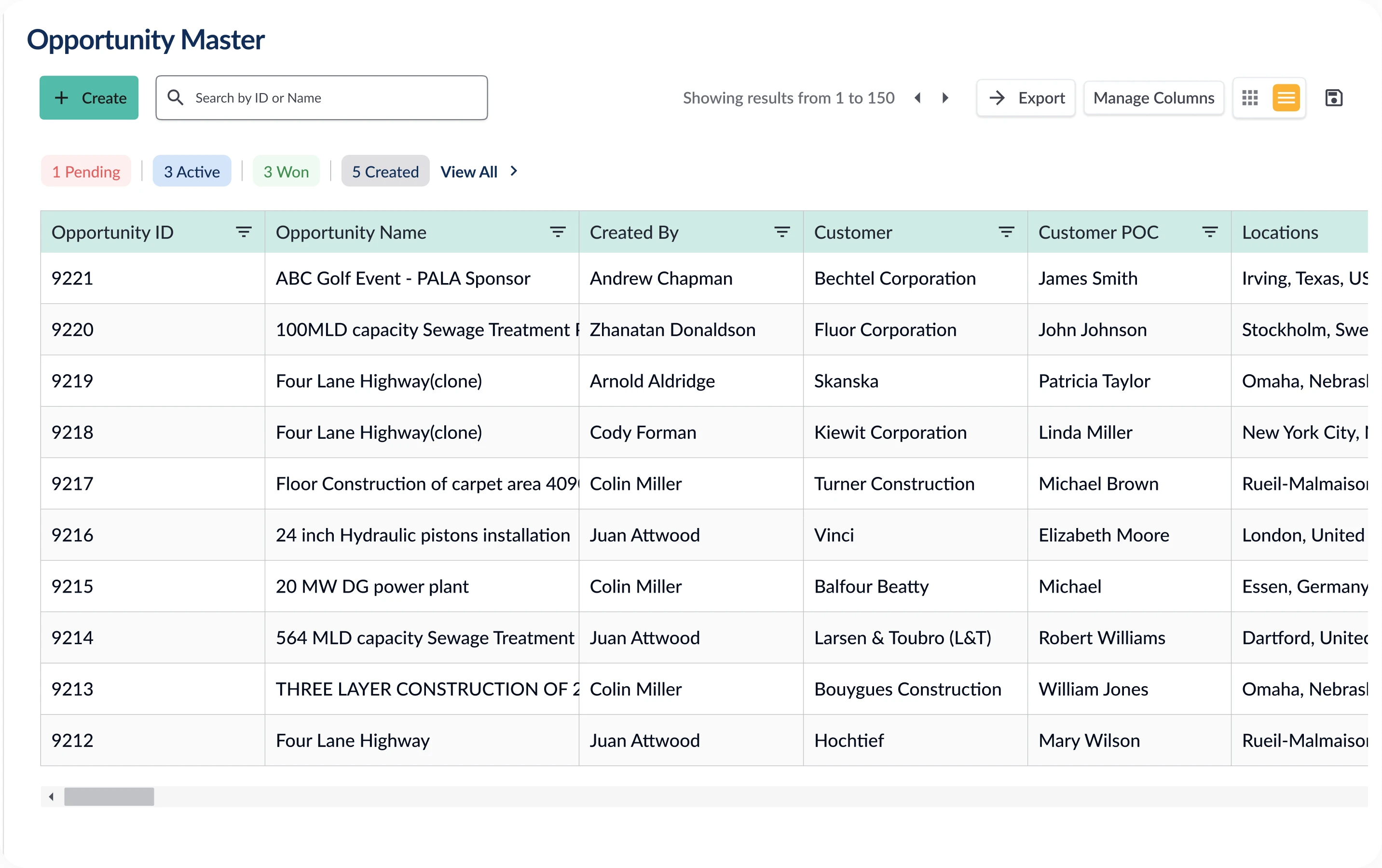 Opportunity Capture and Setup